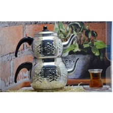 PremiumPort El Işleme Alüminyum Çaydanlık Takımı 4-6 Kişilik, Nakışlı, 5 Litre