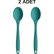 PudraLuna 2 Adet Büyük Boy Komple Silikon Kaşık 27 cm Yanmaz Yapışmaz Kaşık