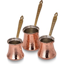 PremiumPort Kadınefendi Bakır Maçka Cezve 3'lü Takım, Şık ve Dayanıklı Tasarım