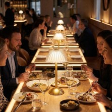 By Nevser® Uzun Mantar çizgili Model LED Masa Lambası – Dokunmatik, 3 Renk Işık Modlu, Şarjlı Dekoratif Gece Lambası