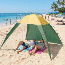 By Nevser® 3 Kişilik Yarı Otomatik Plaj ve Kamp Çadırı – 3 Tarafı Açık Gölgelik, Taşınabilir Plaj Tentesi, Piknik ve Outdoor Çardak 200X170X150 cm