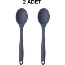 PudraLuna 2 Adet Büyük Boy Komple Silikon Kaşık 27 cm Yanmaz Yapışmaz Kaşık