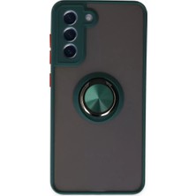 Decostyle Newface Samsung Galaxy S21 Fe Kılıf Montreal Yüzüklü Silikon Kapak - Yeşil