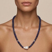 THEIA GemWorks Rivi - Lapis Lazuli, Barok Inci ve Hematit Taşlı El Yapımı Kolye