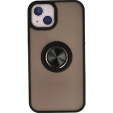 Ulu Pazarlama Apple Iphone 13 Kılıf Montreal Yüzüklü Silikon Kapak - Siyah