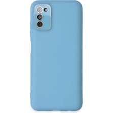 Senka Newface Samsung Galaxy A03S Kılıf Lansman Glass Kapak - Mavi