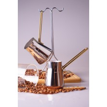 PremiumPort Çelik Cezve Seti, Dayanıklı ve Şık 2'li Gold Renkli Takım