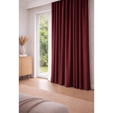 Bordo Blackout Saten Karartma Perde Pilesiz Kornişli Kullanıma Hazır Fon Perde
