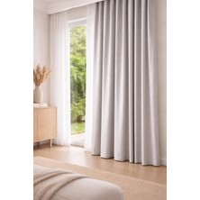 Açık Gri Blackout Saten Karartma Perde Pilesiz Kornişli Kullanıma Hazır Fon Perde