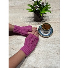 Örgü El Yapımı Eldiven- Parmaksız Eldiven- Ajurlu Şıktasarım