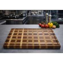 WoodBay Doğal Ceviz Ağacı Şef Kesme Tahtası 54×34×4 cm – Kalın Masif Ahşap Profesyonel Doğrama Tahtası