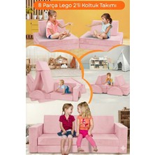 Yatella 8 Parça LEGO Modüler Bebek ve Çocuk Odası Koltuğu Koltuk Takımı - Pembe