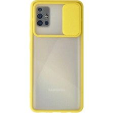 Senka Newface Samsung Galaxy A71 Kılıf Palm Buzlu Kamera Sürgülü Silikon - Sarı