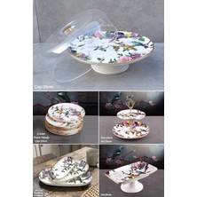 Pinkev Flora 13 Parça Seramik Pasta Servis Kayık Sunum Tabağı Seti