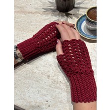 Örgü El Yapımı Eldiven- Parmaksız Eldiven- Ajurlu Şıktasarım