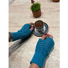 Örgü El Yapımı Eldiven- Parmaksız Eldiven- Ajurlu Şıktasarım