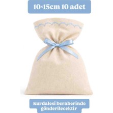 Alasmiel 10 Adet 10×15 cm Bebe Mavisi Nakışlı Ham Bez Kese Çok Amaçlı Bez Poşet