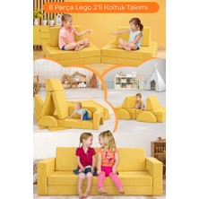Yatella 8 Parça LEGO Modüler Bebek ve Çocuk Odası Koltuğu Koltuk Takımı - Sarı