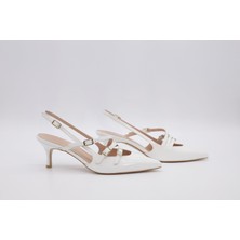 Wanita Milano Kadın Ince Topuklu Slingback Gerçek Deri Ayakkabı Çapraz Tokalı Zarif Şık