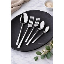 Abnturk 30 Parça 2mm Kalın Çelik Çatal Kaşık Seti 12 Kişilik Paslanmaz Düz Sade Model Günübirlik Sofra Ürünü