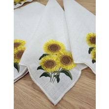 Linoriahome Ayçiçeği Desen Nakışlı Peçete 6ADET