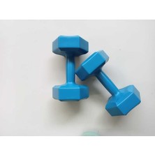 PremiumPort 2kg x 2 Adet Mavi Köşeli Plastık Dambıl Seti, Ev ve Spor Salonu Kullanımı