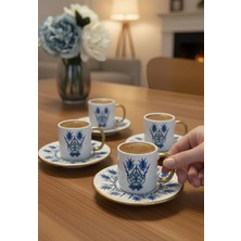 Yumuk Shop Ebru Serisi 6 Kişilik Lüks Kahve Fincanı Takımı 90 ml