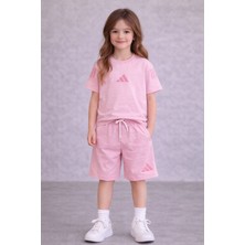 Kız Çocuk Spor Tişört & Şort Takım (Pembe)