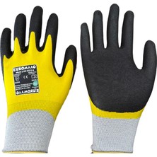 Euromaag MLH2020004 Tam Kaplamalı Nitril  iş Montaj Eldiveni Sarı-Siyah 10 (XL) 12 Adet