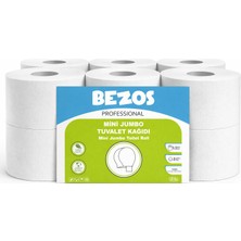 Lims Store Bezos Professional Mini Jumbo Tuvalet Kağıdı 12 Rulo | 2 Katlı | %100 Selüloz | Endüstriyel &amp; Ev Tipi Kullanım