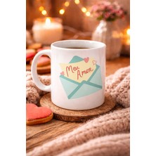 Lims Store Meu Amor Tasarımlı Porselen Kupa Model 11 - Romantik Kalp Desenli Sevgili Kupası - Özel Tasarım Kahve &amp; Çay Kupası