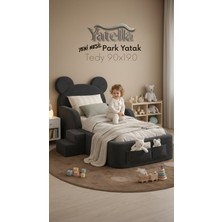 Yatella Luxury Tedyy Baza ve Başlıklı Montessori Full Sünger Yatak Seti 90 x 190 Antrasit