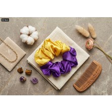 Kokoş Aksesuar Saten Simit Toka Sarı/mor Renk