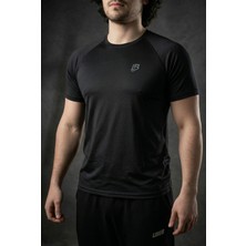 Liber File Nefes Alan Tişört - Erkek Siyah Mesh Sporcu Antrenman T-Shirt