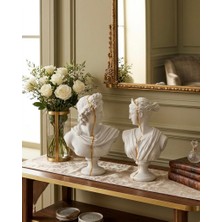 Mirsa Global Dekoratif Apollo Diana Büst Biblo – Antik Yunan Heykel Tarzı, Biblo Gold Detaylı Lüks Salon Konsol Süs Objesi ( Polyester)