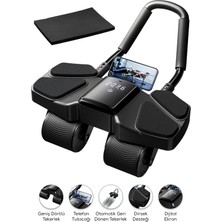 PremiumPort Dijital Ekranlı 4 Tekerlekli Dirsek Destekli Karın Egzersiz Aleti