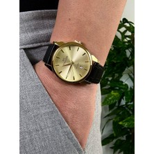 Arvens Vintage Kadran Siyah Erkek Kol Saati Paslanmaz Çelik Kasa Deri Kordon Sağlam Renk Atmaz