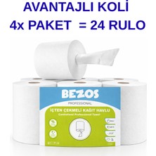 Lims Store Bezos Professional Içten Çekmeli Kağıt Havlu 4 Koli | 24 Rulo | Endüstriyel Kullanım