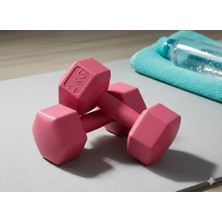 PremiumPort 2 kg x 2 Adet Köşeli Vinyl Kaplı Fuşya Dambıl Ağırlık Seti