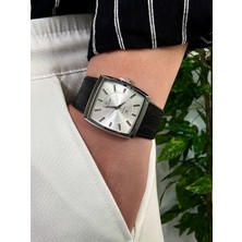 Arvens Vintage Beyaz Kadran Siyah Erkek Kol Saati Paslanmaz Çelik Kasa Deri Kordon Sağlam Renk Atmaz