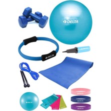 PremiumPort 14 Parça Pilates Seti, Top, Minder, Çember, Squat Bandı, Dambıl, 160-169CM