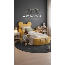 Yatella Luxury Tedyy Baza ve Başlıklı Montessori Full Sünger Yatak Seti 90 x 190 Sarı