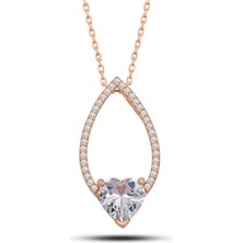 Gümüş Beyaz Taşlı Damla Kadın Kolye