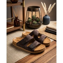 Kristella Home Fox Erkek Nubuk Cırt Cırtlı Ortopedik Destekli Mantar Taban Yazlık Terlik