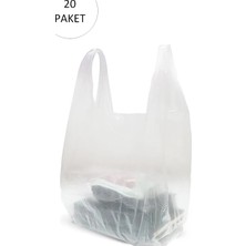 Kocadal Şeffaf Atlet Poşet Orta Boy 28X50 cm 20 Paket Takriben 4.000 Adet