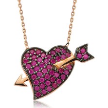 Gümüş Pembe Aşk Oku Bayan Kolye