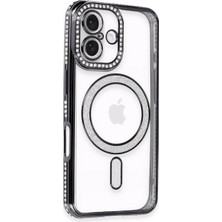 Eco Port Apple Iphone 16 Kılıf Joke Simli Magneticsafe Kılıf - Siyah