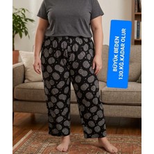 Boya Moda Büyük Extra Battal Jumbo Beden Viskon Penye Kumaş 2 Yan Cepli Pantolon Eşofman Pijama Altı