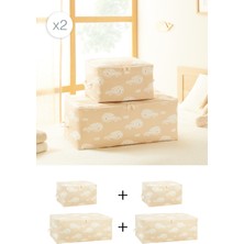 Ocean Home Textile 4'lü Çocuk Odası Sevimli Balina Hurç Set 2 Adet 30 x 22 x 18 / 2 Adet 52 x 28 x 21 cm