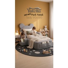 Yatella  Luxury Tedyy Baza ve Başlıklı Montessori Full Sünger Yatak Seti 90 x 190 Gri